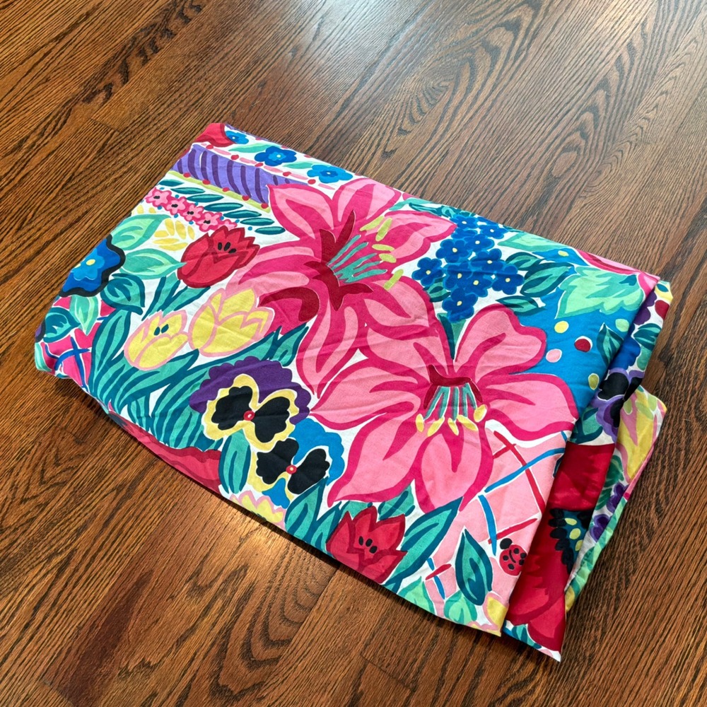 VTG  Martex Full/Queen Duvet Cover Floral Poppy Garden USA Reversible Colorful